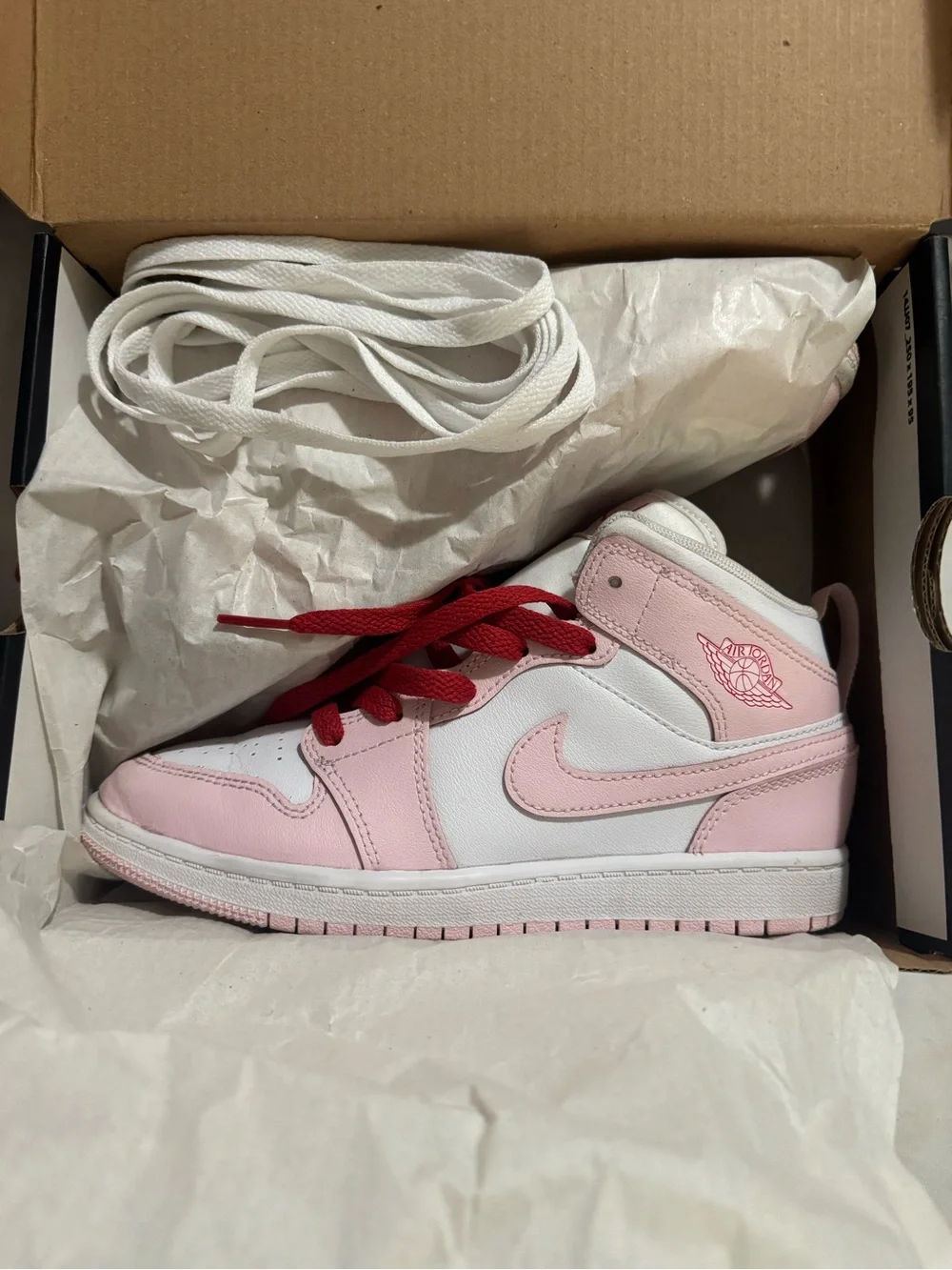 Nike Kids Pink, White and Red High-Top Sneakers